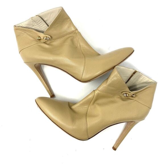 MIA BECAR Bella Beige Leather Bootie Sz 40 - Picture 1 of 4
